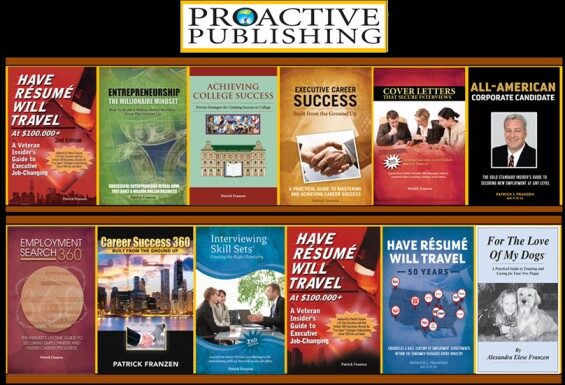 Proactive Publishing book covers collection display.